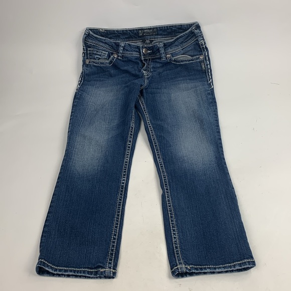 Silver Jeans Suki Capri Size 30 Medium wash denim Stretch Crop ankle style - Picture 2 of 15
